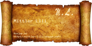 Mittler Lili névjegykártya